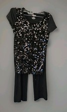 Girls Circo Black Sequin Shirt Justice Leggings Set Outfit Lot Sz L 10-12 / 8