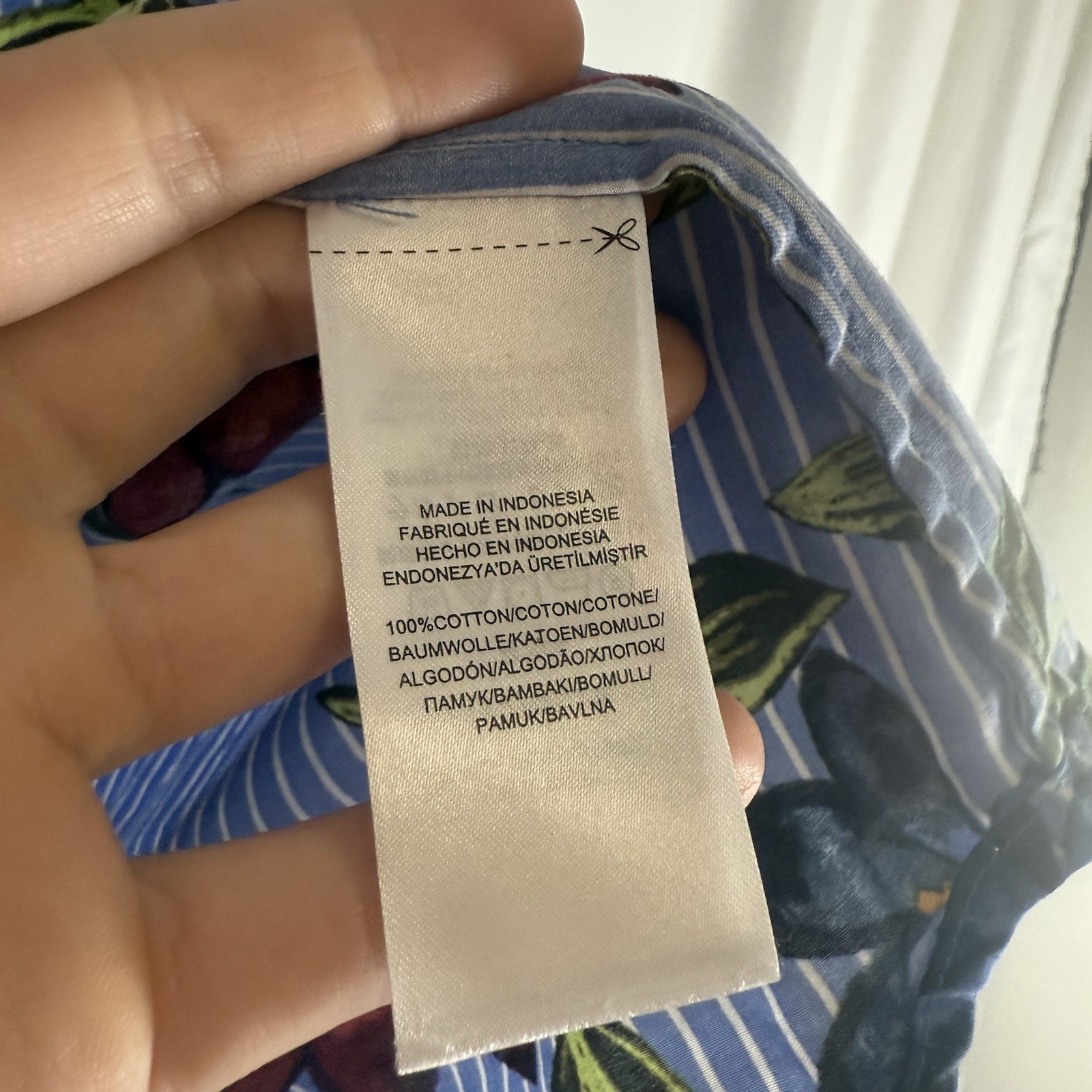 Lauren Ralph Lauren Blouse Women's 2X Blue Striped Floral Button Up Long Sleeve thumbnail 6