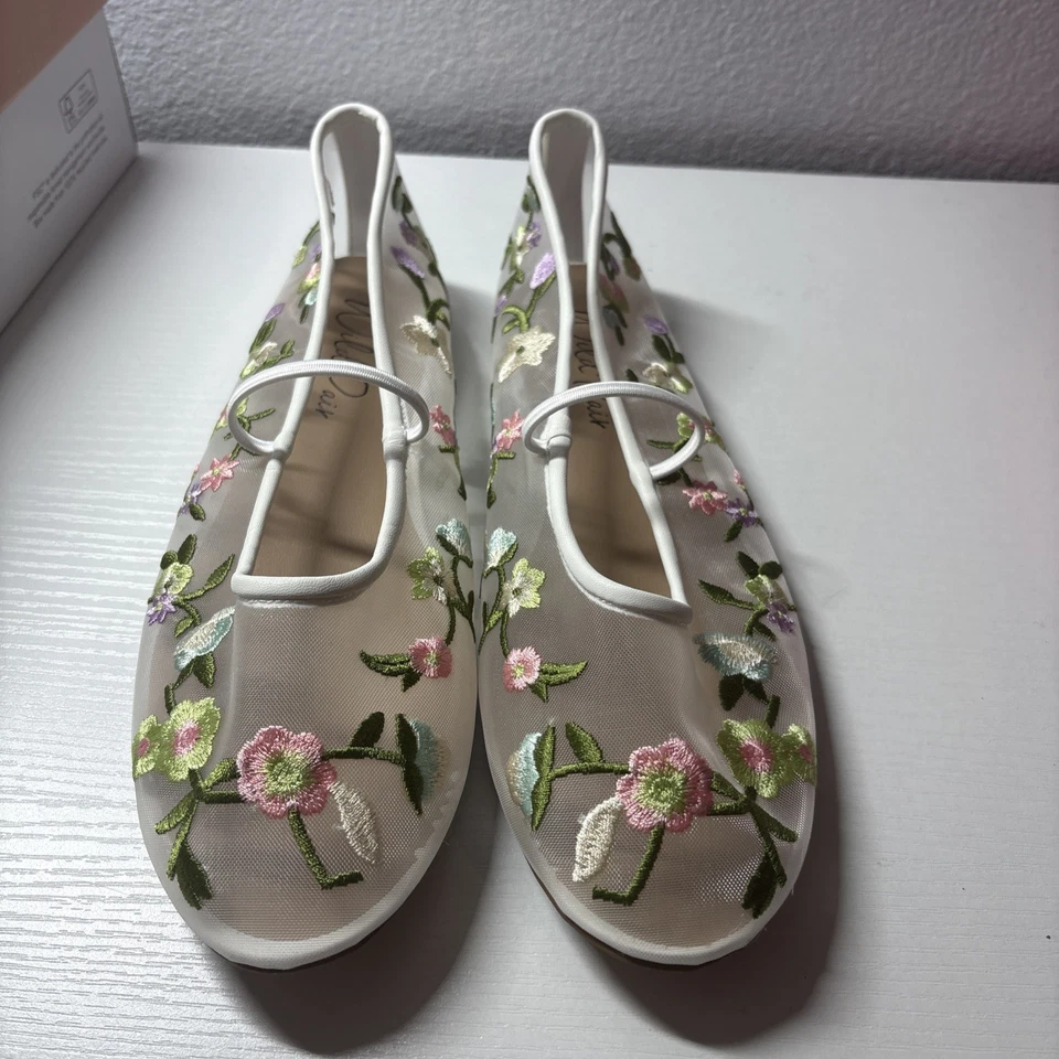 Nuevo Con Caja Mujer Talla 8.5 Wild Par Augustt Floral Malla Ballet Pisos Foto 2 de 4