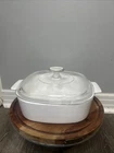 Corning Ware 2 Liter Casserole Dish ALL WHITE A-2-B Pyrex Lid A-9-C Vintage