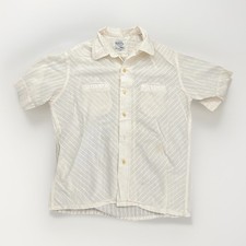 VTG 50s 60s Loop Collar As-Is Rockabilly Yellow Stained Cotton Shirt Men s S