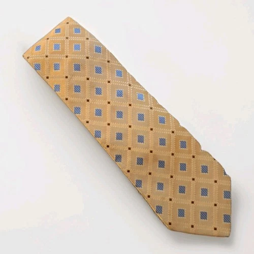 Villa Bolgheri Mens Necktie Cream Geometric Silk Tie 60x3.75" Made in Italy - product listing photo
