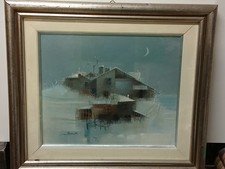 MARIO PASCUTTI OLIO SU CARTONE INVERNO CON AUNTENTICA 24X30 CM RARO TORINO NEVE