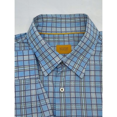 Robert Talbott Carmel Mens XL Blue Plaid Check Button Down Shirt