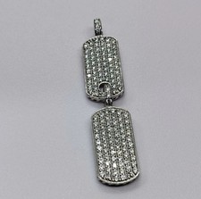 1.20 Ct Lab-Created Diamond Double Dog Tag Charm Pendant 14K White Gold Plated