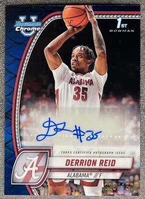 Derrion Reid 2024-25 Bowman Chrome Blue Reptillian Refractor Auto /150 RC Bama