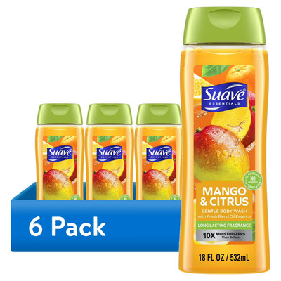 Suave Moisturizing Body Wash With Vitamin E Extract Mango Citrus 18oz ( 6 Pack)