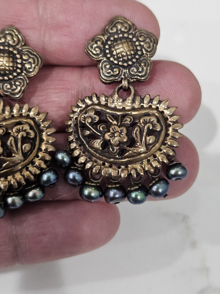 R*o様 Stephen Dweck ビンテージリング、イヤリングセット Stephen Dweck Floral Design W/ Tahitian Pearls Sterling Clip