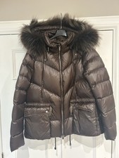 Diego M Down Filled Parka, Real Fur Trim, Chocolate Brown, UK 16 (New, No Tags)