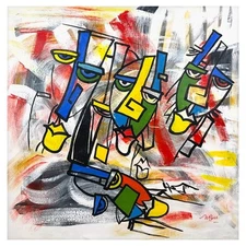 Mani Original Acrylic Painting on Canvas (46" x 46") Hand Signed