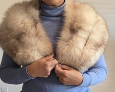Vtg Snow Fox Fur Collar Big And Fluffy Fully Satin Lined