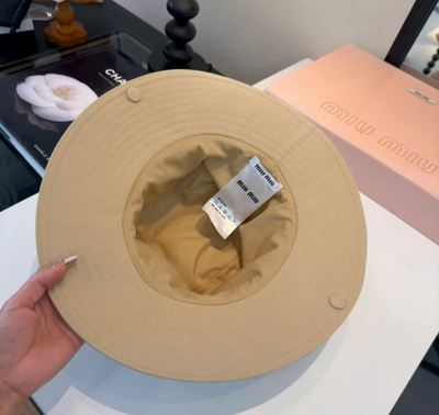 Miu Miu Embroidered Logo Drill Hat Beige 56-57cm No Box New | eBay