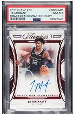 JA MORANT 2021-22 PANINI FLAWLESS DRAFT GEM RUBY AUTO #'d /15 PSA 8