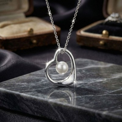 Damen Halskette Anhänger Perle echt 925 Silber rhodiniert Schmuck Geschenk Frau