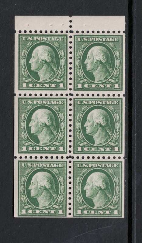 SCOTT#424d, 1c GREEN BOOKLET PANE OF 6. F/VF & NH.