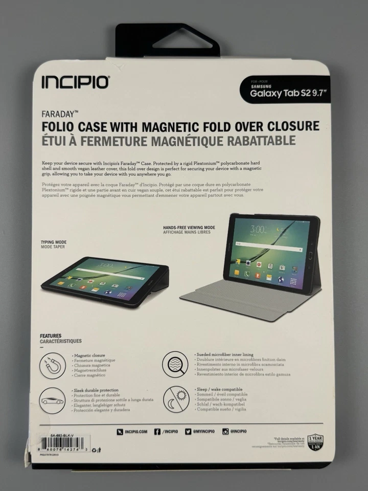 Incipio Faraday Folio Case for Samsung Galaxy Tab S2 9.7” Black New - Image 2 of 4