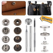 30 Sets Heavy Duty Popper Snap Fastener Press Stud Sewing Leather Craft Clothing