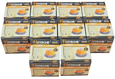 Hoteche 10pc 3'' Cup Brush 5/8''-11 for Angle Grinder, Rust Paint