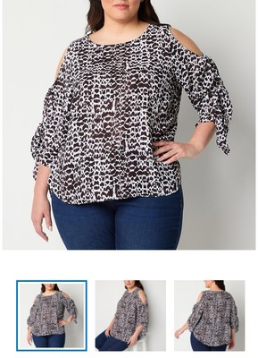 Bold Elements, Round Neck, 3/4 Sleeve, Blouse, Women s Medium, NWT 