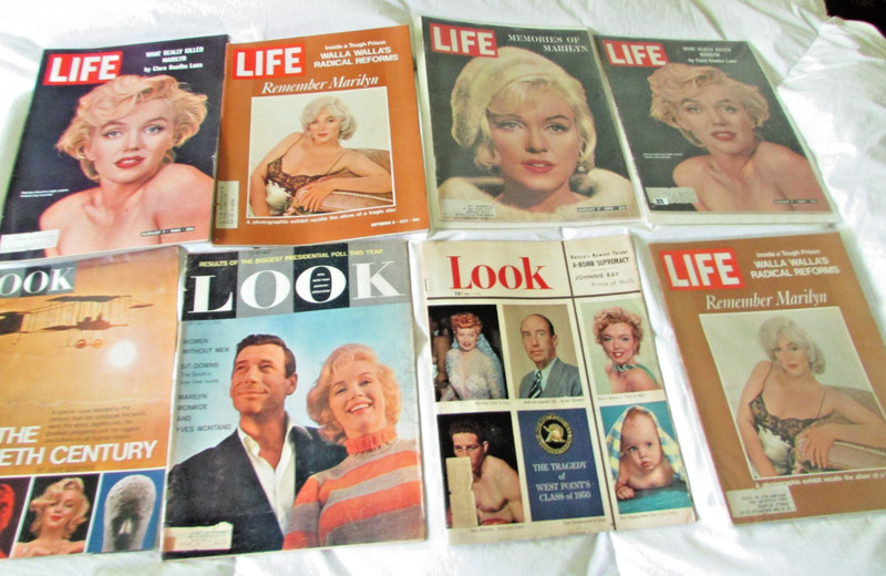 Lot of 8 Marilyn Monroe Iconic Covers LIFE and LOOK magazines