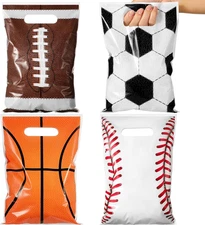 100 Pcs Football Sports Party Favor Bags Soccer Candy Gift Plastic Goodie Treat 