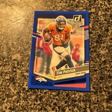 Tim Patrick #89 2023 PANINI DONRUSS BRONCOS Blue Press Proof