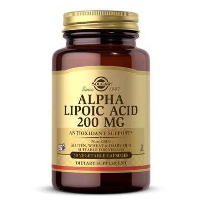 Solgar Alpha Lipoic Acid 200 mg, 50 Vegetable Capsules - Antioxidant Support ...