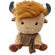 Lovely Scottish Cow Plush Toy PP Cotton Filled Realistic Curved Horn Animal Doll