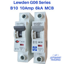 Image of LEWDEN G06-1B10 B10 10Amp B-Curve 6kA MCB Minature Circuit Breaker BSEN60898 SP