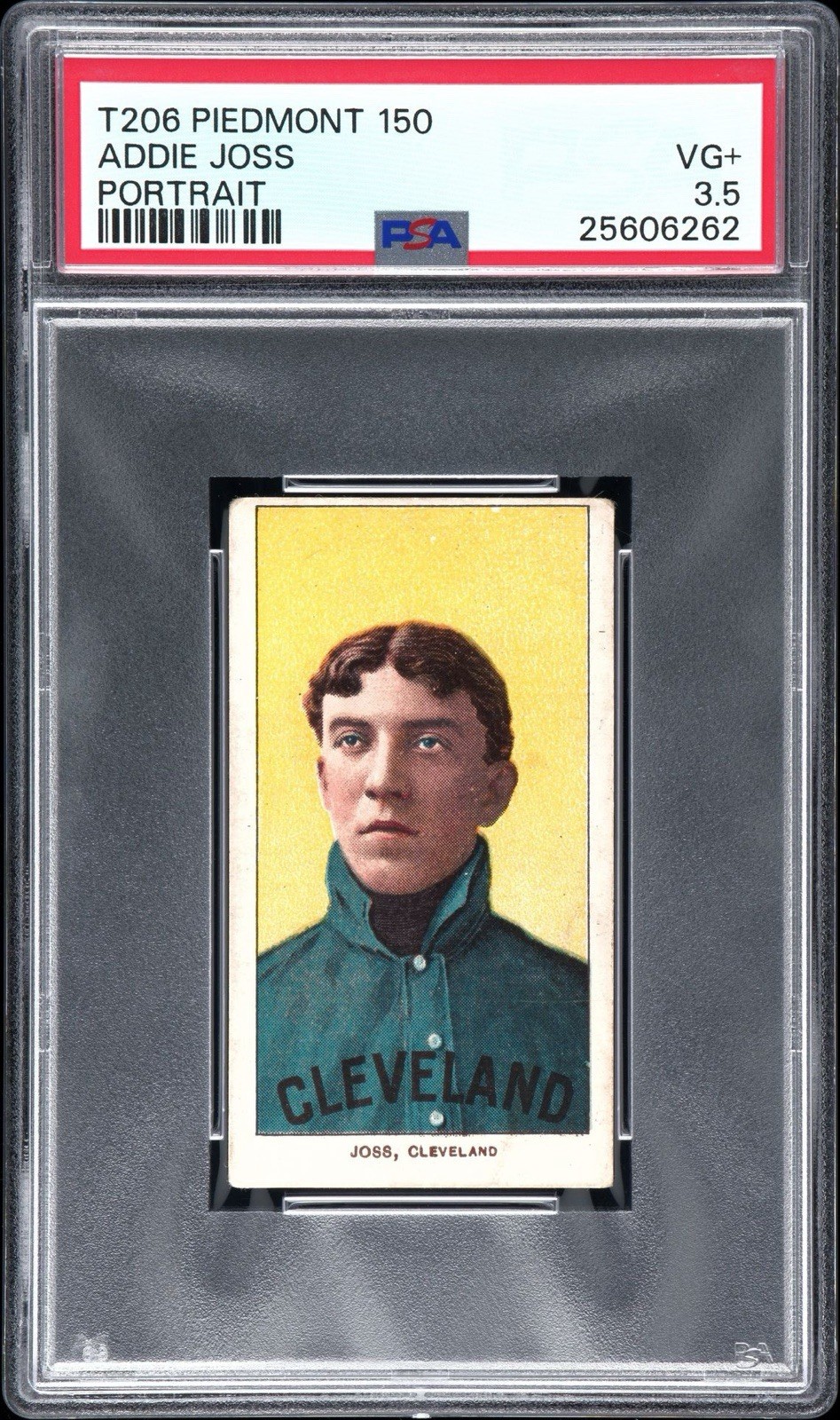 Addie Joss Portrait 1909-11 T206 Piedmont 150. PSA 3.5. Very Good+.