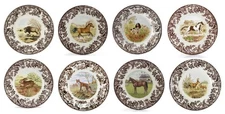 Spode Woodland Set Of 8 salad   Plates- 8 unique  animals          3674