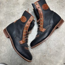 WOMENS VTG JUSTIN L0537 LACER ROPER KILTIE BLK BRN COWBOY WESTERN BOOTS 7 B
