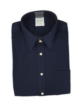Brooks Brothers Milano Ultra Fine Japanese Knit 15-33 Forward Point Collar Navy