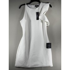 Lulus White One Shoulder Ruffle Mini Dress Sleeveless Shift Bridal Event Small