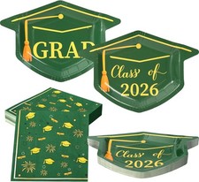 Green Graduation Plates and Napkins 2026, 50 9.3