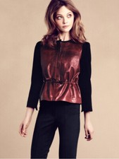 H&m Trend Rare Retro 60's 70's Red Black Leather Jacket Uk 10 Eu 36 Small Bnwt