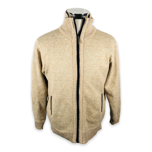 Yeokou Mens Cardigan Sweater Beige Mock 