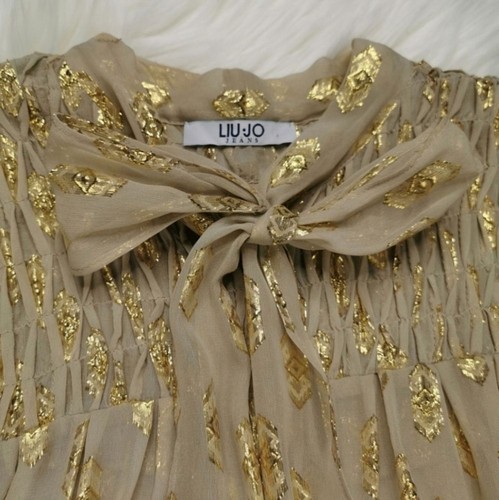Liu Jo Gold Tan Sleeveless Blouse Size 42 M - Picture 4 of 6