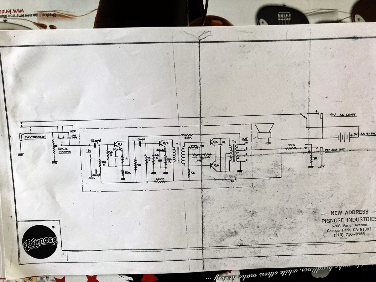 1971 Pignose 7 100 Amplifier Schematic California Address Copy