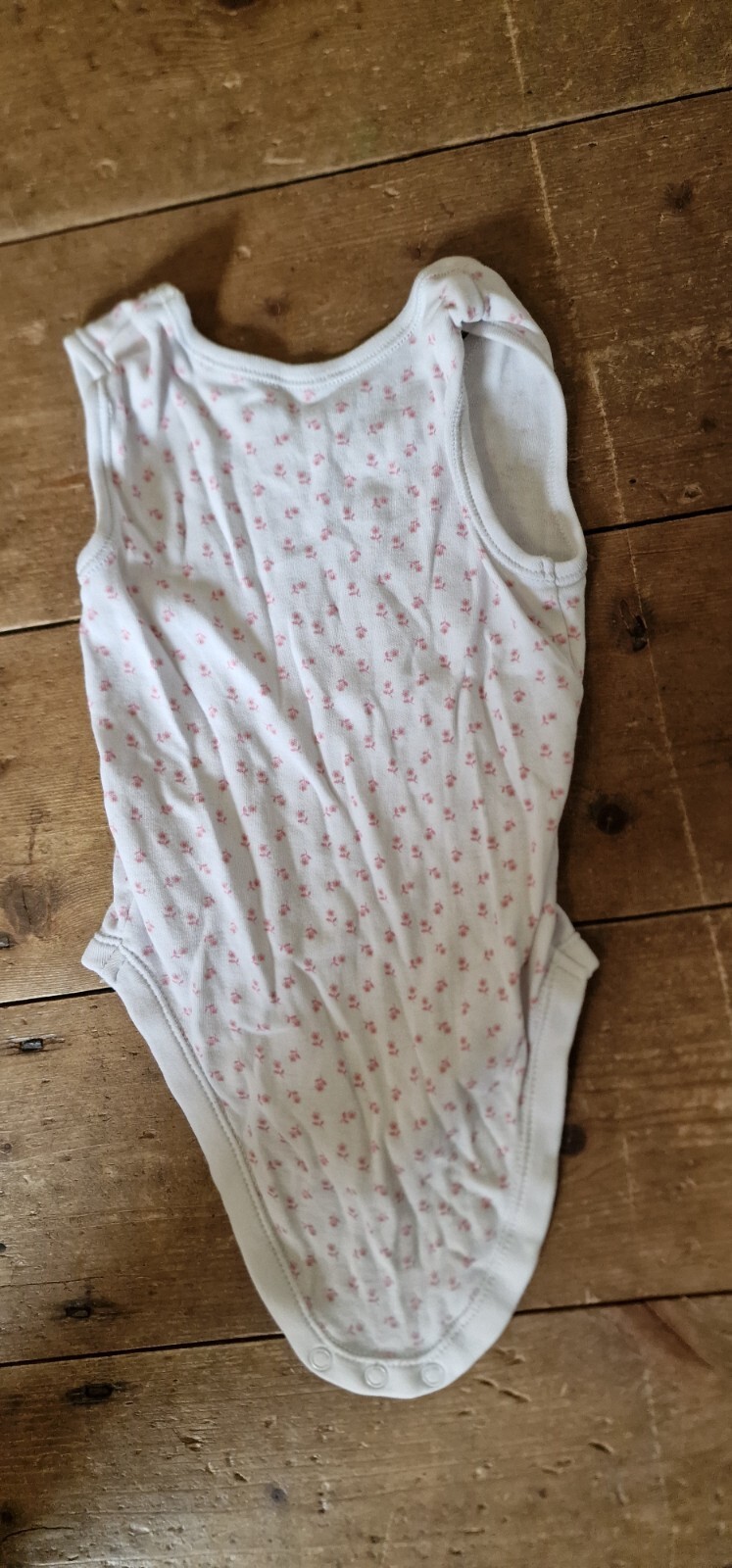 White And Pink Floral Print Snap Popper Babies Bodysuit