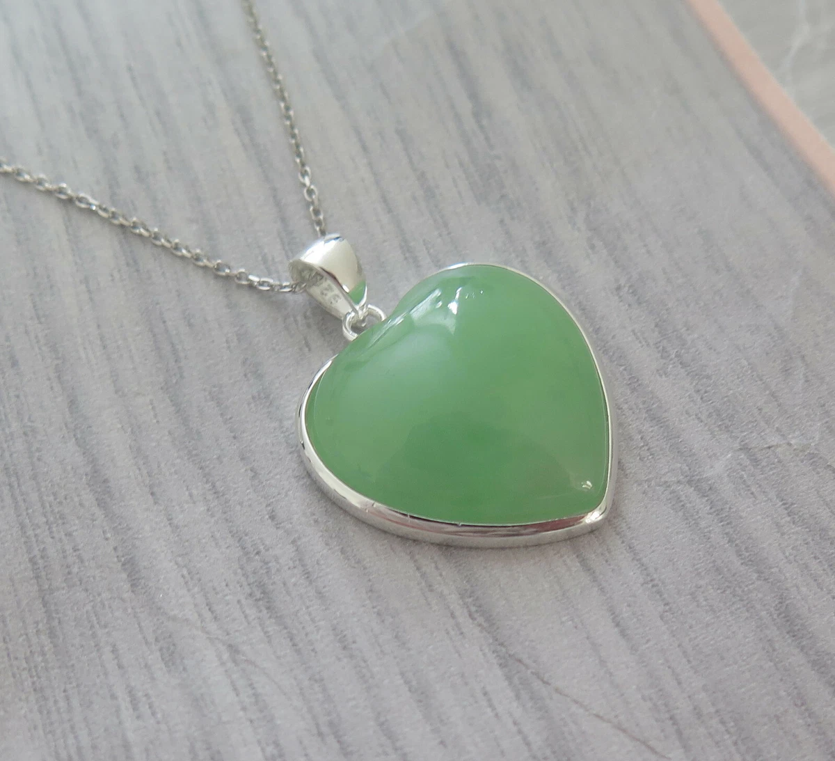 Lucky Genuine Grade A Natural Green Jade 925 Sterling Silver