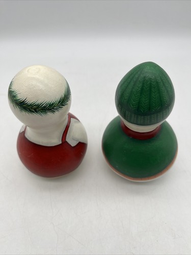Vintage Paar handbemalte Schneemann Kürbisse Künstler signiert Hut Tannenzapfen primitiv 4,5 Zoll - Bild 5 von 10