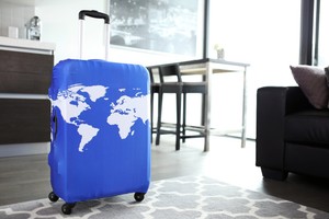 American Tourister - Luggage Suitcase Cover World Map Cobalt Blue Fits 24"-27"