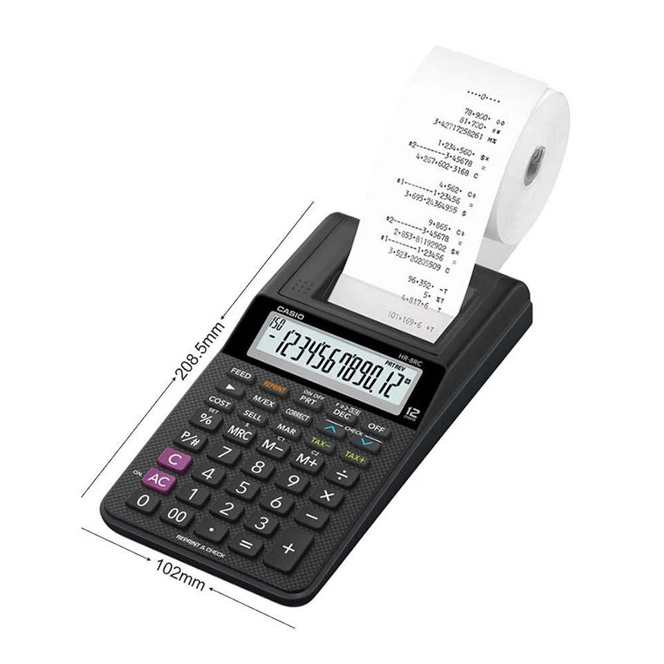 Casio HR-8RC-BK 150 Steps Check & Correct Printing Calculator & Reprint Feature - Image 3 of 4