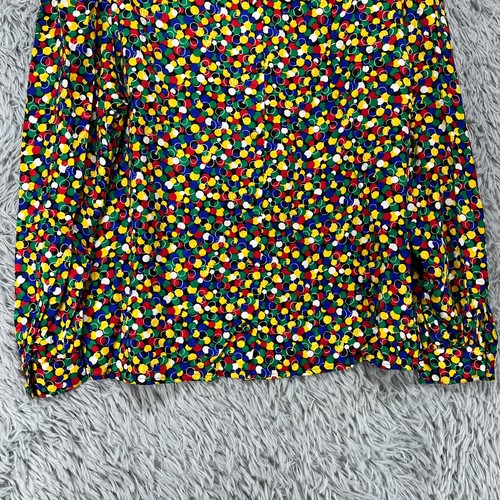 Vintage Adrianna Papell Silk Blouse Women's 12 Colorful 80's Retro Funky Disco - Picture 3 of 10