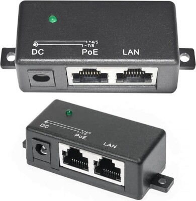 PoE Injector Netztei 1 Port 100Mb RJ45 LAN Adapter für IP Kamera & Access Point