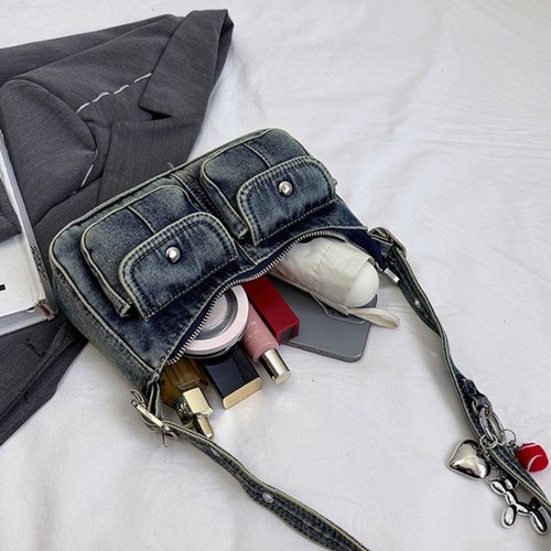 Retro Denim Handbag Spicy Girl Shoulder Bag Fashionable And Simple Underarm Bag - Picture 3 of 14