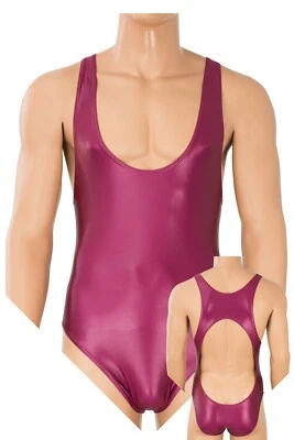 Herren Wetlook Body Ärmel Boxer freier Rücken glänzend stretch starker Glanz - Bild 1 von 2
