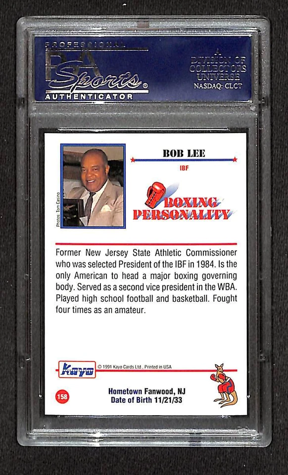 1991 Kayo Boxing #158 Bob Lee PSA 10 Gem Mint - Image 2 of 2