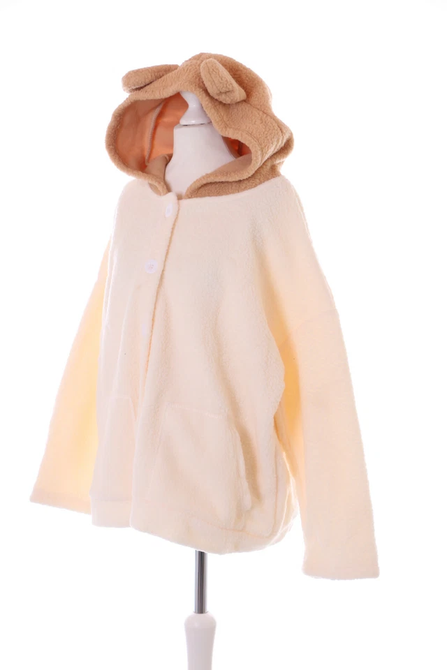 TS-334 Beige niedlich Lammfell-Optik Teddy Ohren Kapuze Oversized Fleece Jacke - Bild 3 von 4